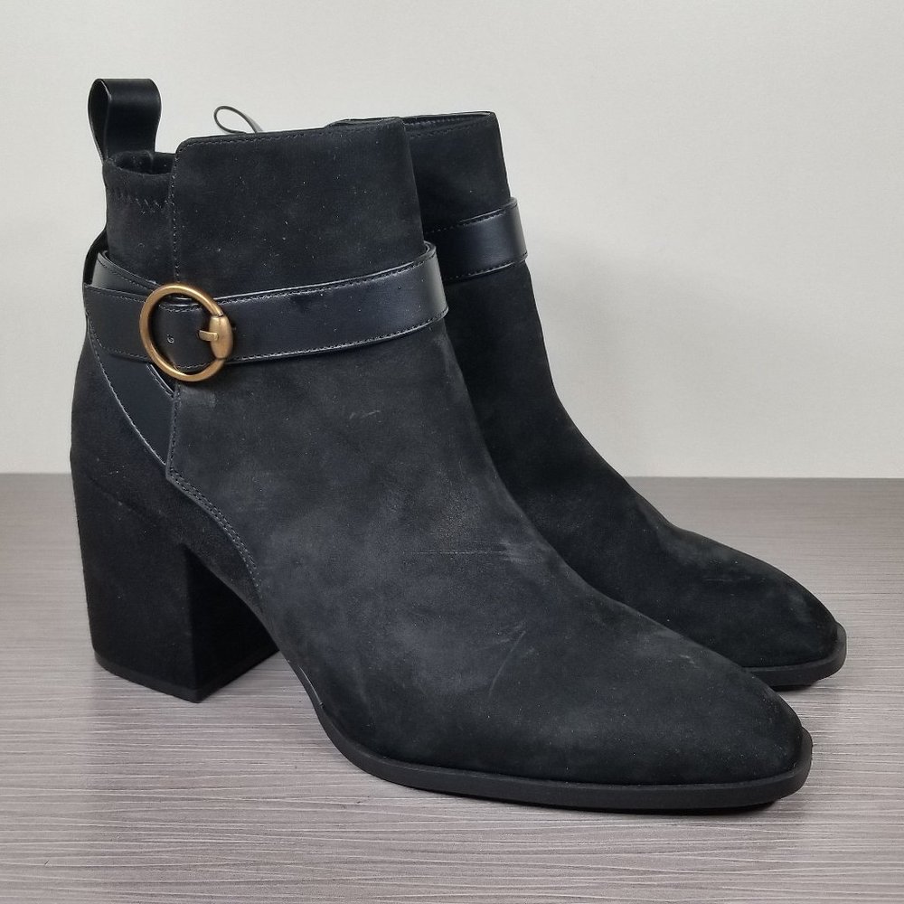 Vionic Tenley Side Zip Bootie, Black Suede, Womens Size 9.5 US / 41.5